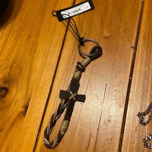 BoHo lovely rope leather cross keychain!